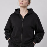 Black Interlock Zip-Up Hoodie