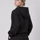 Black Interlock Zip-Up Hoodie