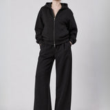 Black Interlock Zip-Up Hoodie