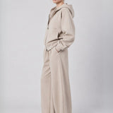 Beige Interlock Zip-Up Hoodie
