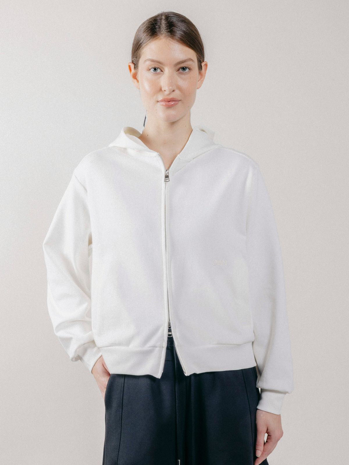 Felpa con Cappuccio e Zip in Interlock