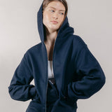 Felpa con Cappuccio e Zip in Interlock