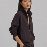 Felpa Collo Lupetto con Zip in Interlock Wood