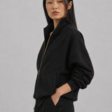 Felpa Collo Lupetto con Zip in Interlock Black