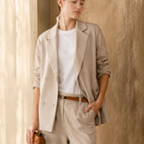 Giacca Blazer Doppiopetto in Interlock Beige