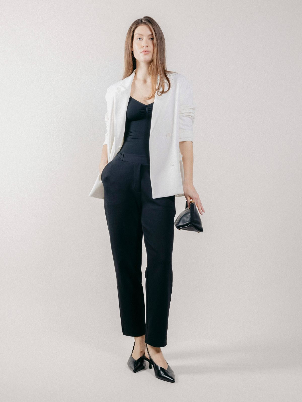 Giacca Blazer Doppiopetto in Interlock Off White