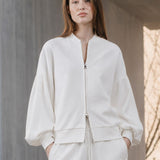 Giubbotto Bomber Loose Fit in Interlock Off White