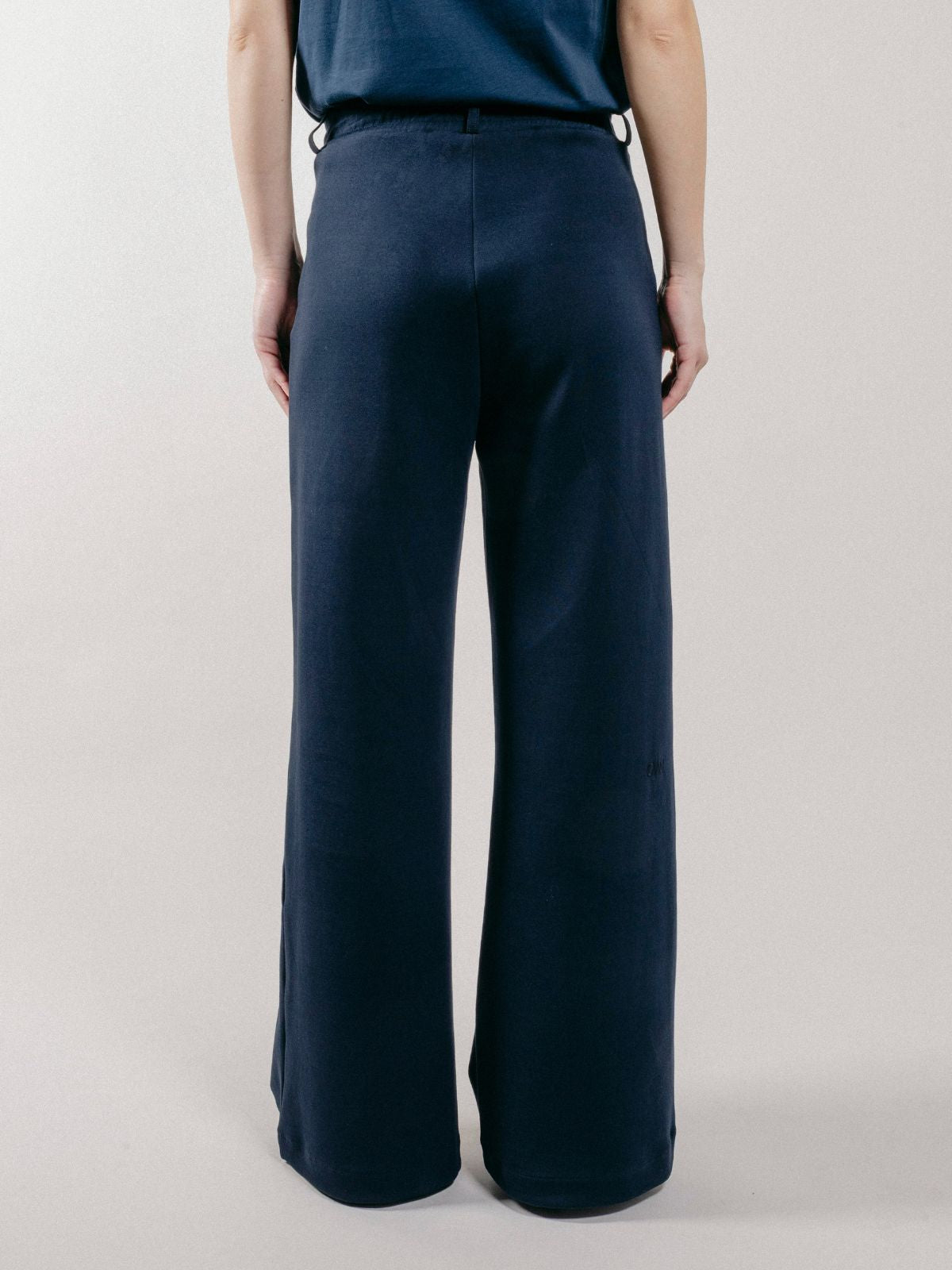 Pantalone Palazzo Loose Fit in Interlock Navy