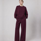 Pantalone Palazzo Loose Fit in Interlock Burgundy