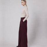 Pantalone Palazzo Loose Fit in Interlock Burgundy