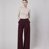 Pantalone Palazzo Loose Fit in Interlock Burgundy