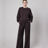 Pantalone Palazzo Loose Fit in Interlock Wood