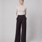 Pantalone Palazzo Loose Fit in Interlock Wood