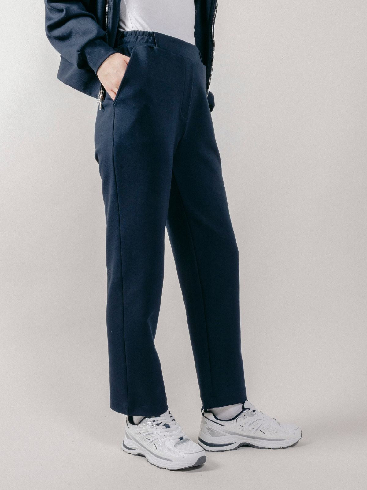 Pantalone a Gamba Dritta in Interlock Navy