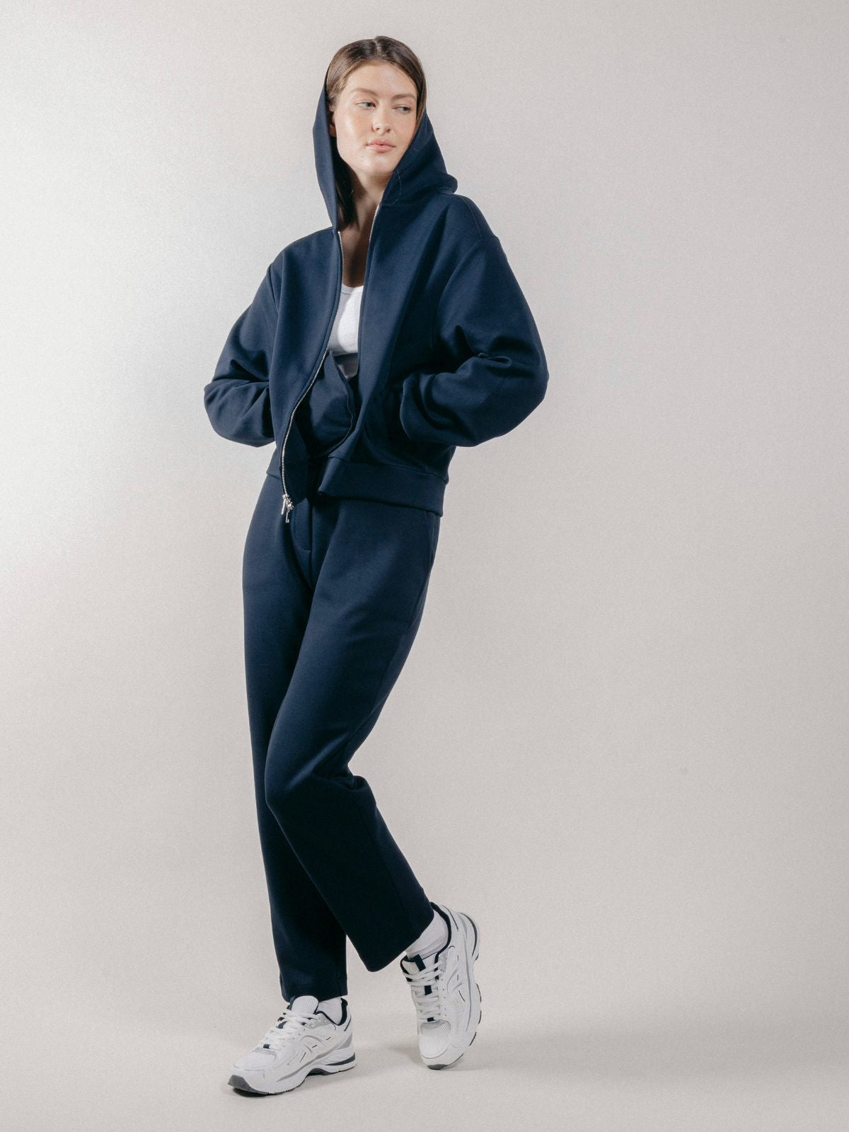 Pantalone a Gamba Dritta in Interlock Navy