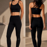 Black Technical Leggings + Sports Top Set