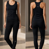 Technical Leggings + Sports Tank Top Black Set