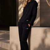 Black Side Slit Sweatshirt + Joggers Set