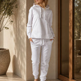 White Side Slit Sweatshirt and Joggers Set