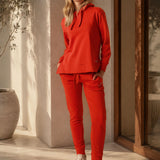 Sweatshirt with Side Slits + Joggers Tomato Set