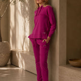 Fuchsia Sweatshirt with Side Slits + Joggers Set
