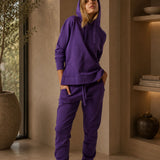 Set Felpa con Spacchi Laterali + Joggers Viola