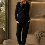 Hooded Zip Sweatshirt + Joggers Set Black