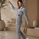 Light Melange Hooded Zip-Up Sweatshirt + Joggers Set