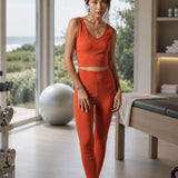High Waisted Leggings + Sports Top Tomato Set