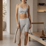 Active Biker Set + Light Grey Mélange Sports Top