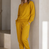 Set Felpa Felpata Girocollo + Joggers Felpati Ocra