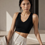 Black V-Neck Sports Top