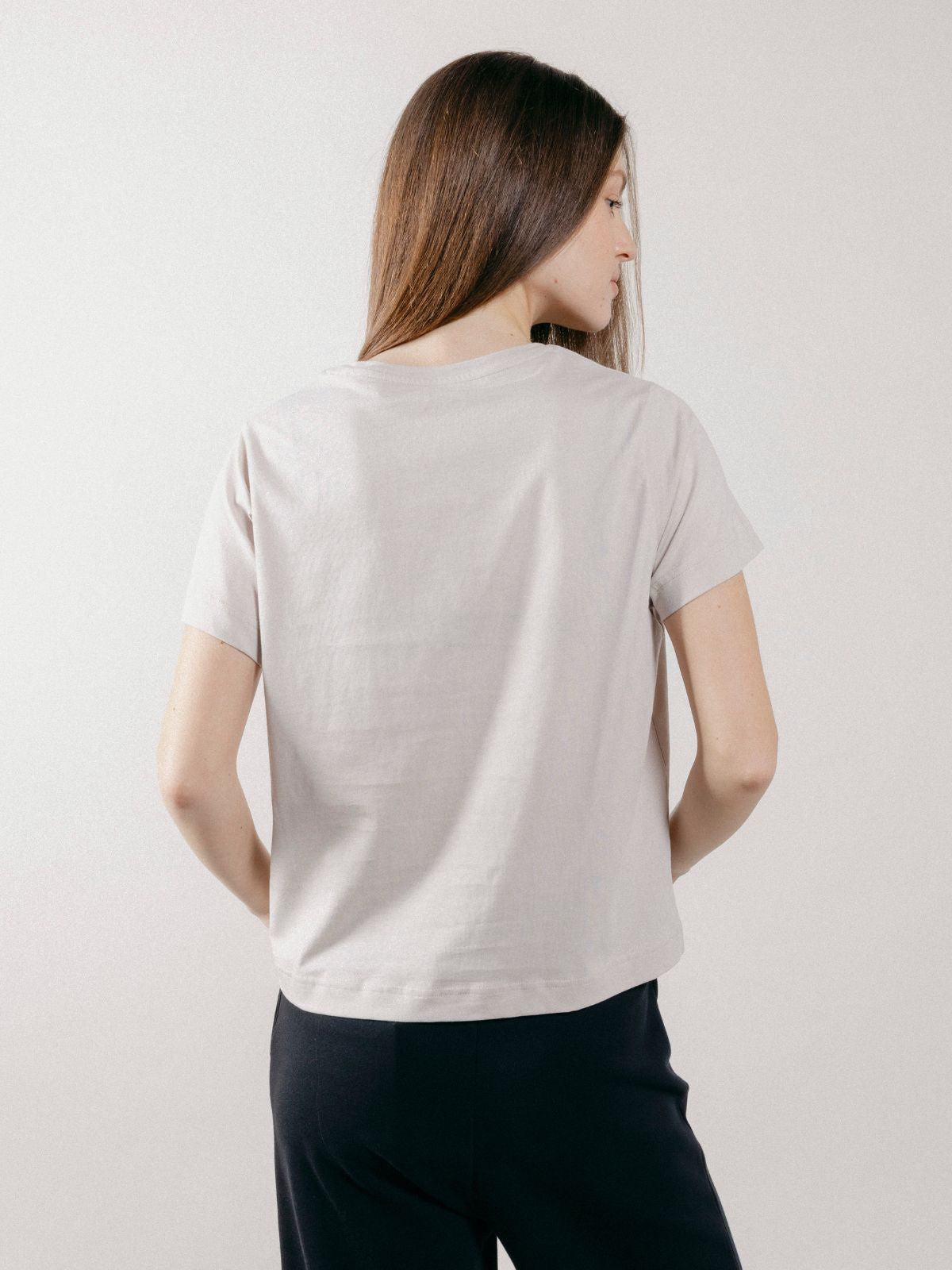 T-Shirt Girocollo in Jersey Beige