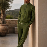 Military Green Fleece Zip-Up Sweatshirt