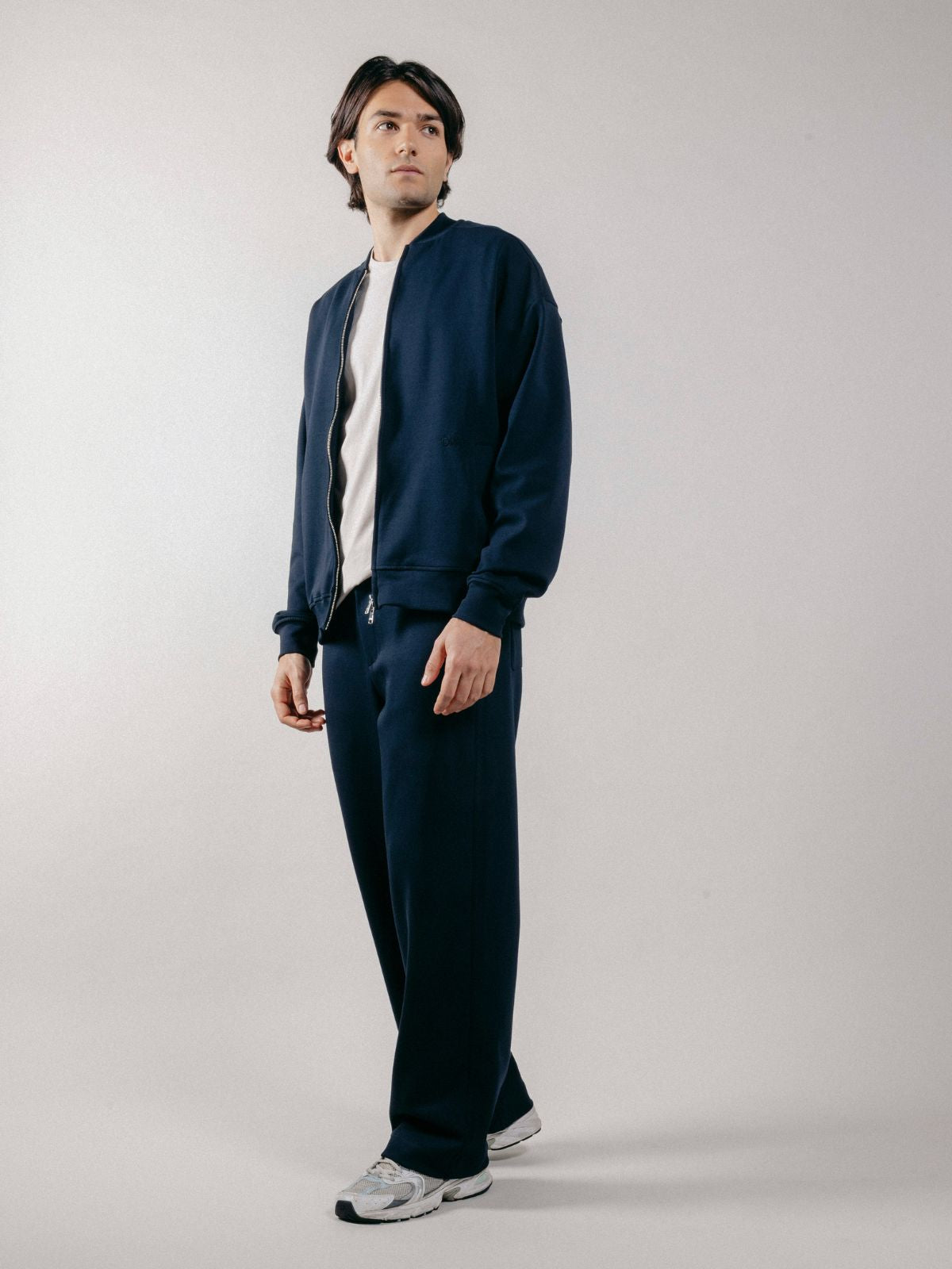 Giubbotto Bomber Loose Fit in Interlock Navy