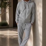 Light Melange Hooded Zip-Up Sweatshirt + Joggers Set