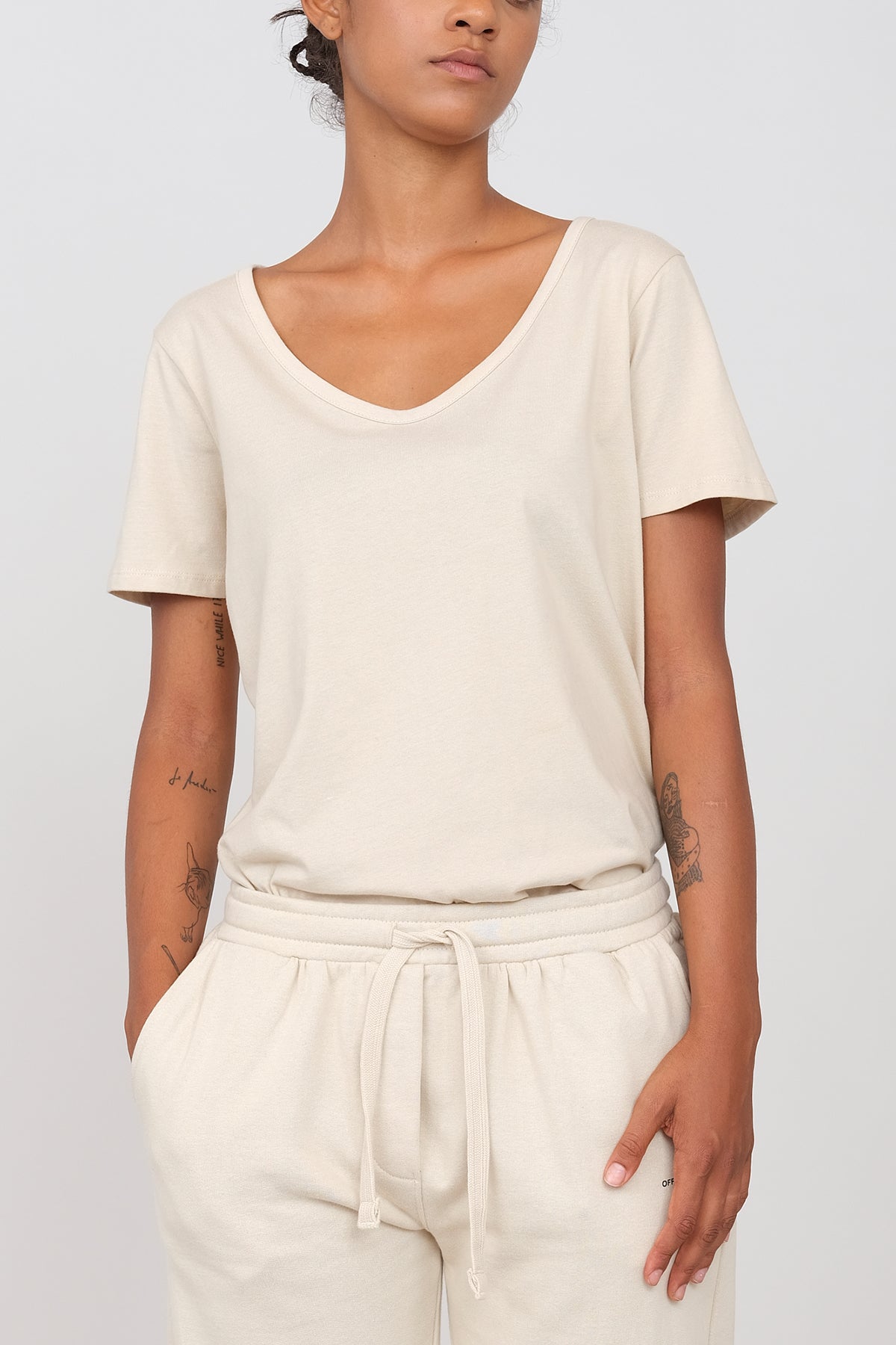 Jersey T-shirt with deep neckline