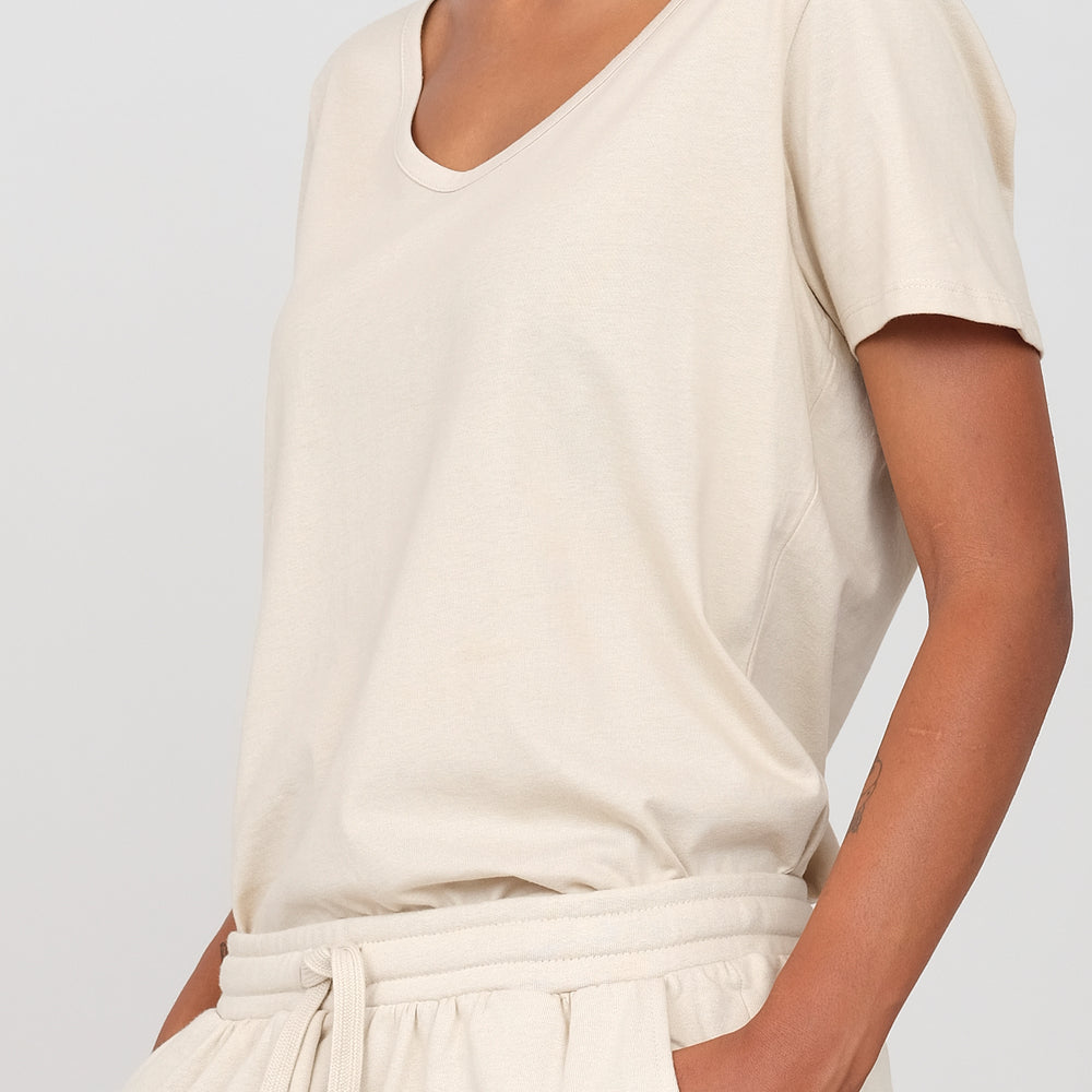 Jersey T-shirt with deep neckline