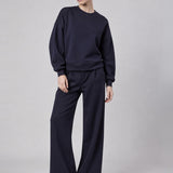 Felpa Girocollo Loose Fit in Interlock Navy