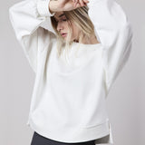Felpa Girocollo Loose Fit in Interlock Off White