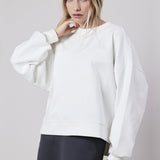 Felpa Girocollo Loose Fit in Interlock Off White