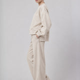 Felpa Girocollo Loose Fit in Interlock Beige