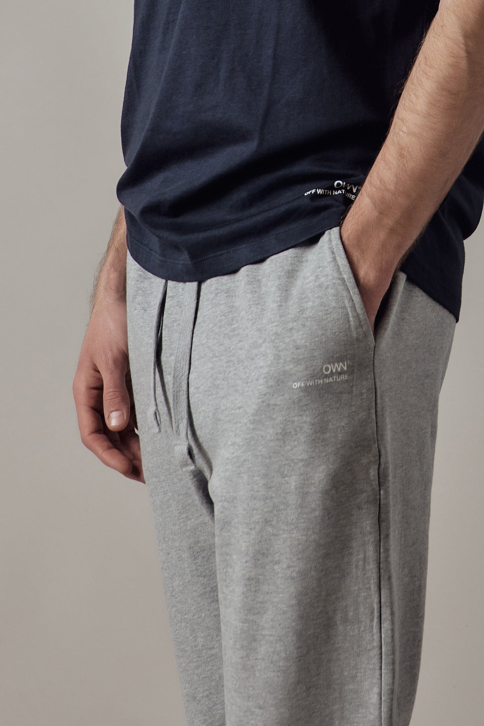 Joggers Felpati Dritti Grigio Chiaro Melange