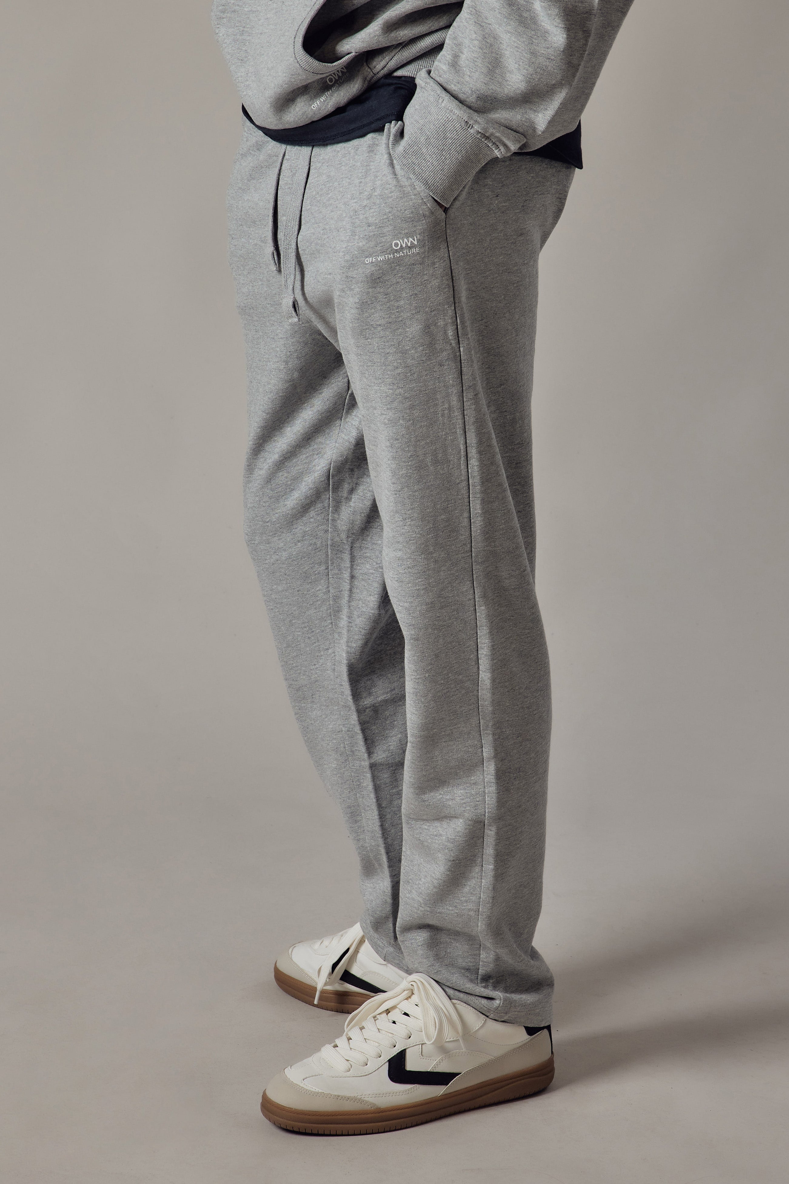 Joggers Felpati Dritti Grigio Chiaro Melange