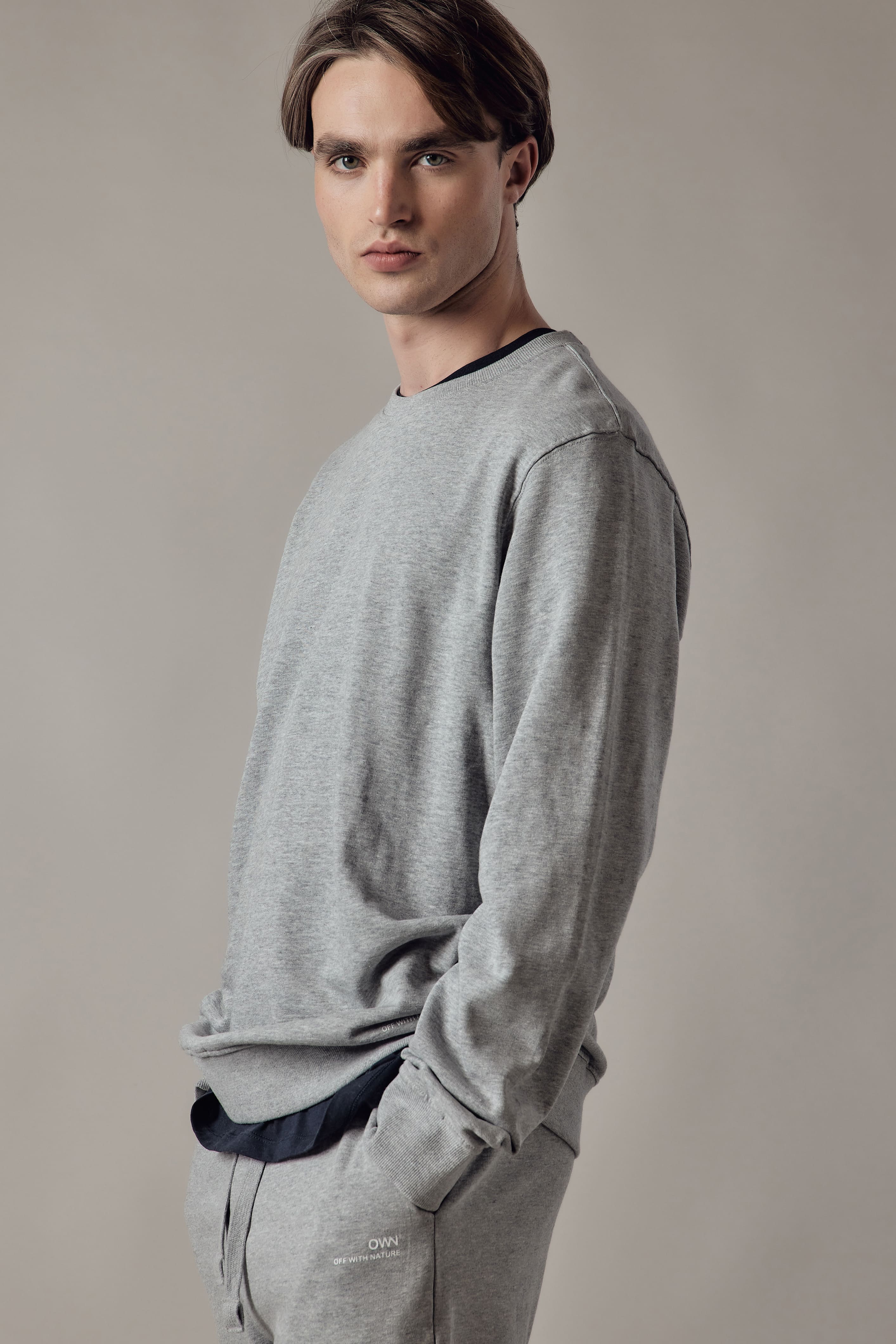 Light Gray Melange Fleece Sweatshirt