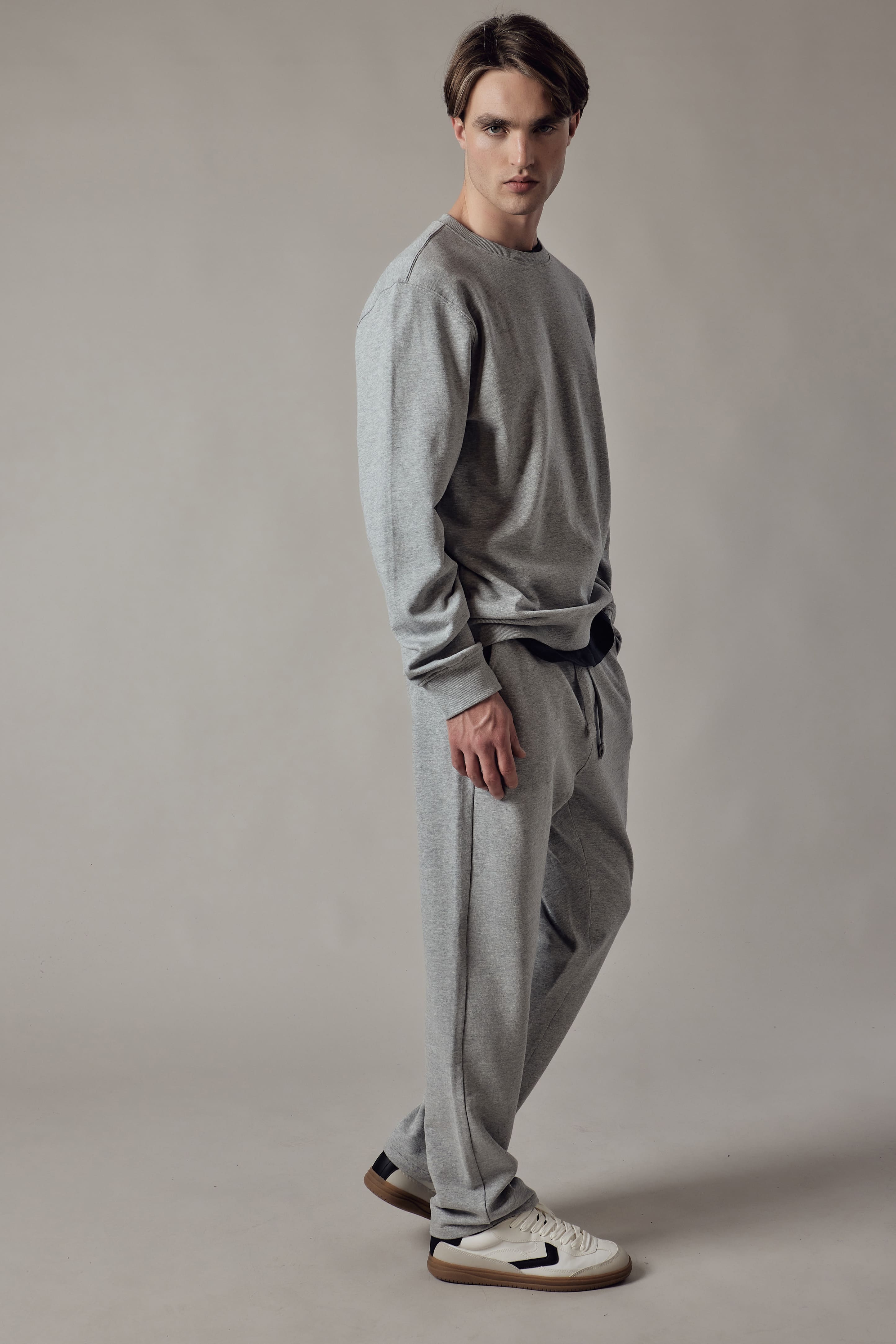 Light Gray Melange Fleece Sweatshirt