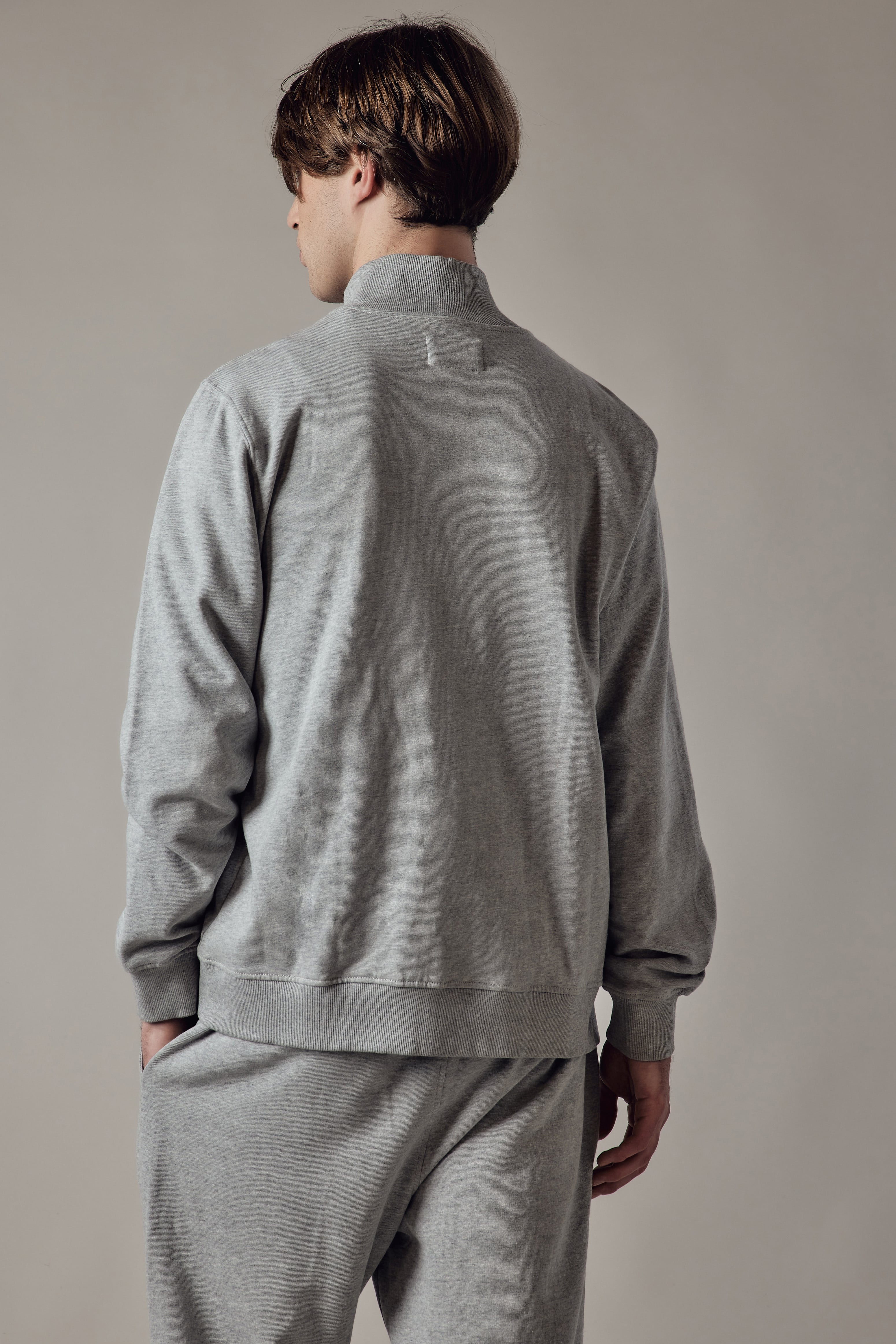 Felpa Felpata con Zip Grigio Chiaro Melange