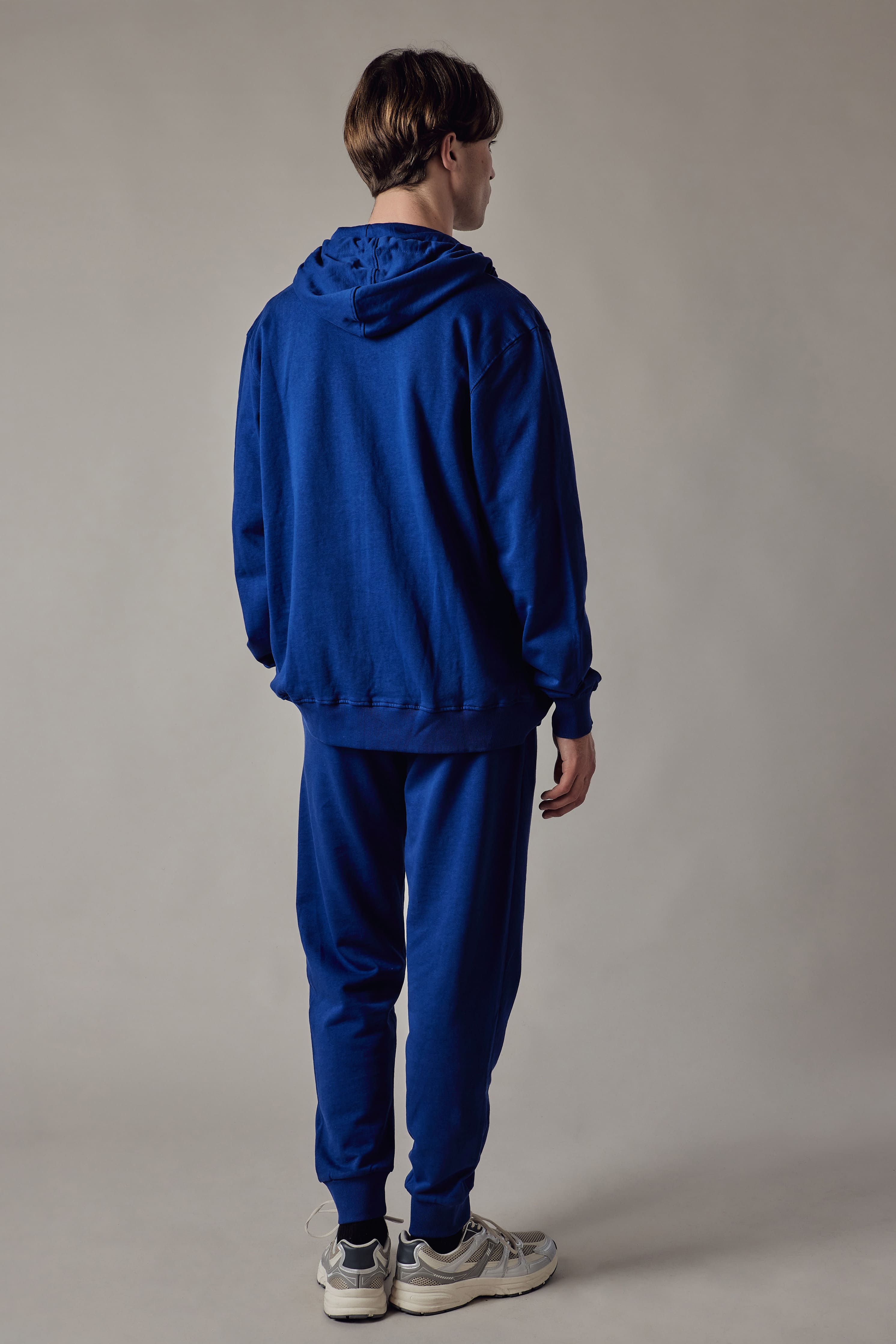 Felpa con Cappuccio e Zip Blu Royal