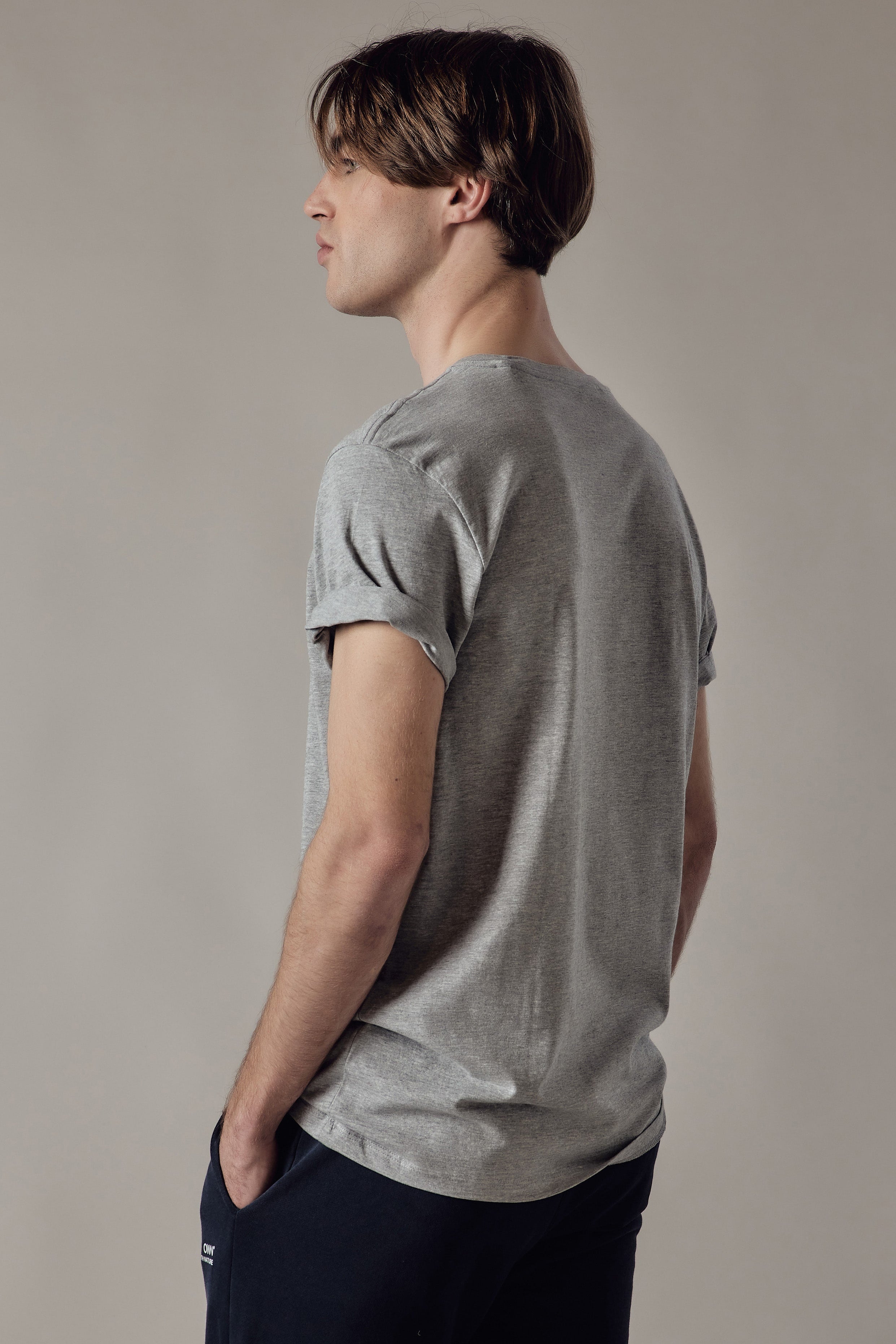 Light Grey Marl V-Neck T-Shirt