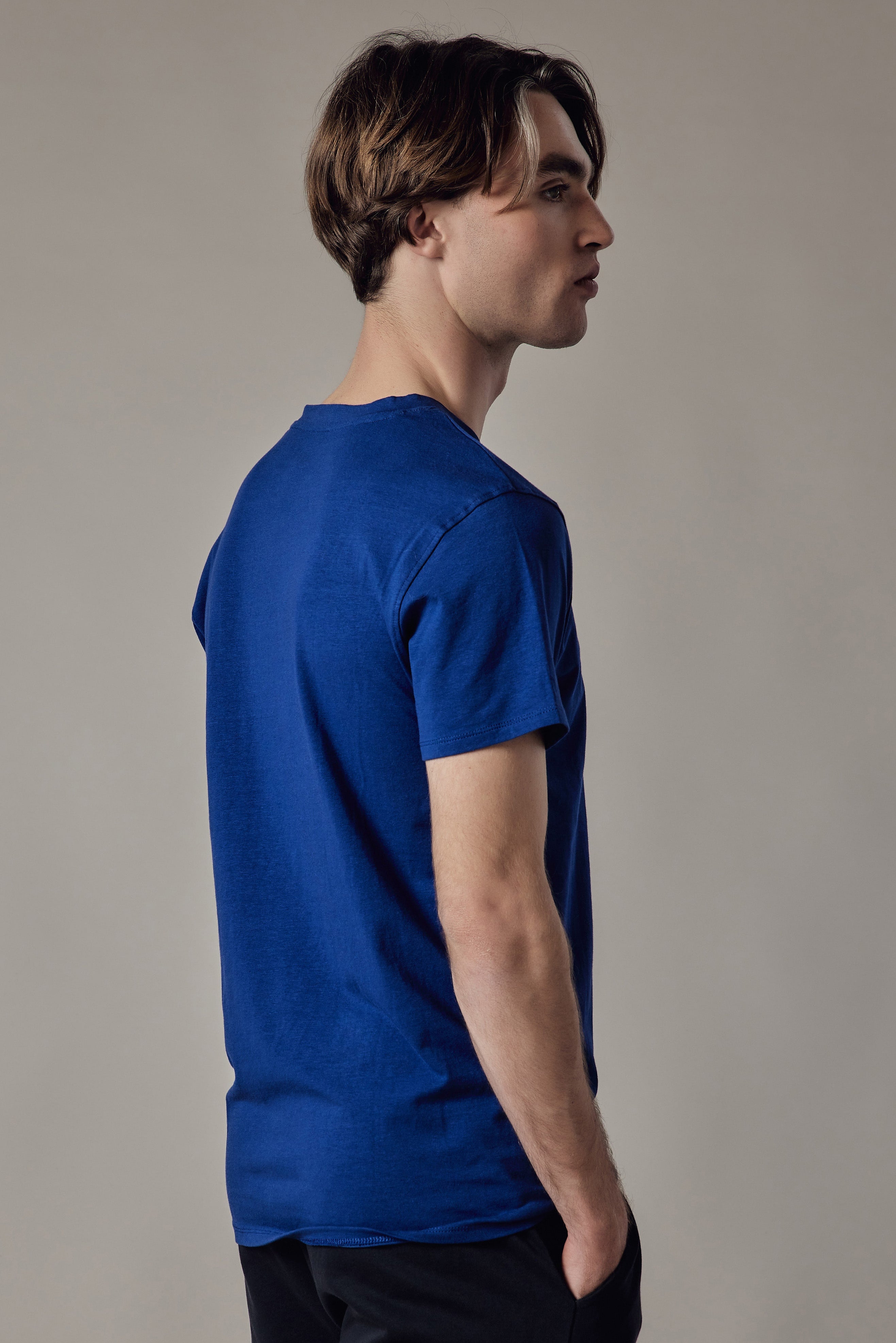 T-Shirt Scollo a V Elasticizzata Blu Royal
